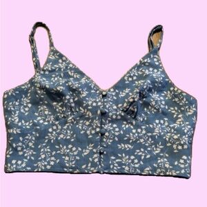 🧵Blue Floral Button-Up Top🧵
